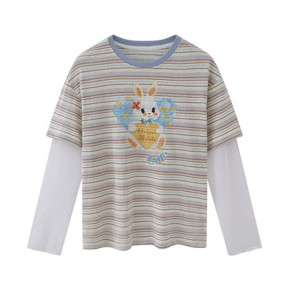 DIDDI_MODA_Heart_Rabbit_Striped_Patchwork_Faux_Two_Piece_Women&