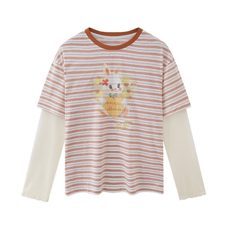 DIDDI_MODA_Heart_Rabbit_Striped_Patchwork_Faux_Two_Piece_Women&