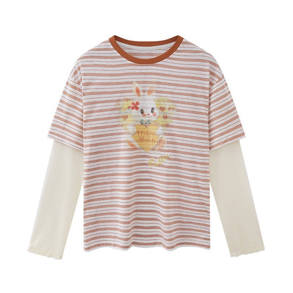 DIDDI_MODA_Heart_Rabbit_Striped_Patchwork_Faux_Two_Piece_Women&