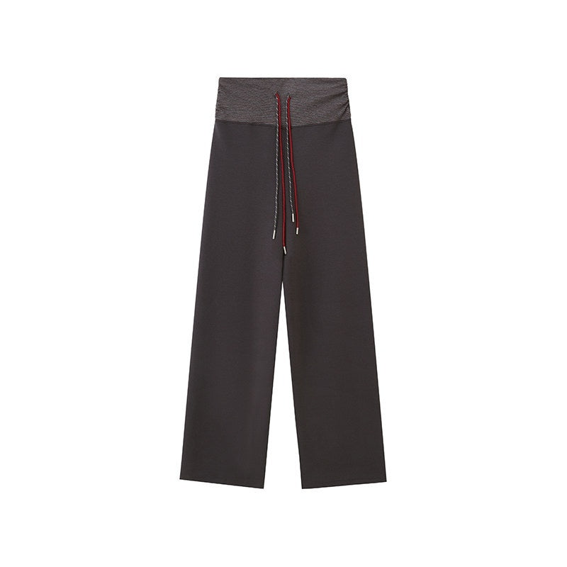 DIDDI_MODA_Heather_Gray_Folded_Waist_High_Waist_Slim_Casual_Women&