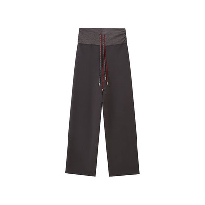 DIDDI_MODA_Heather_Gray_Folded_Waist_High_Waist_Slim_Casual_Women&