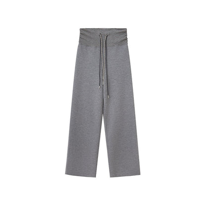 DIDDI_MODA_Heather_Gray_Folded_Waist_High_Waist_Slim_Casual_Women&