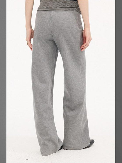 DIDDI MODA Heather Gray Folded Waist High Waist Slim Casual Women&