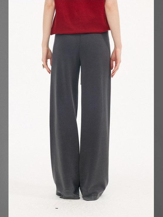 DIDDI MODA Heather Gray Folded Waist High Waist Slim Casual Women&