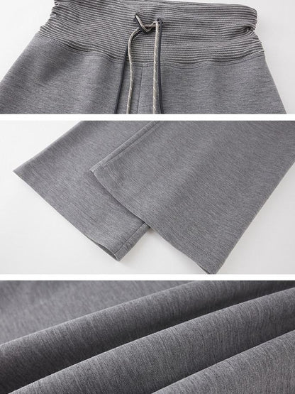 DIDDI MODA Heather Gray Folded Waist High Waist Slim Casual Women&