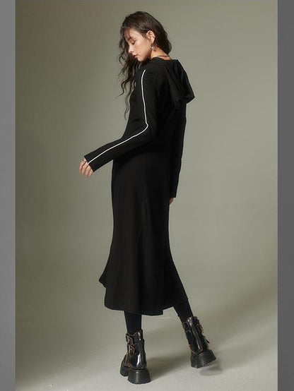 DIDDI MODA Hooded Tie Waist A Line Sweatshirt Women&
