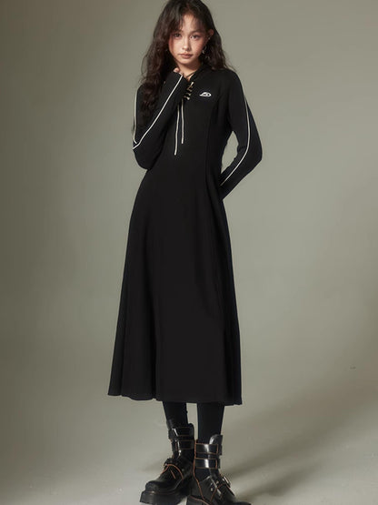 DIDDI MODA Hooded Tie Waist A Line Sweatshirt Women&