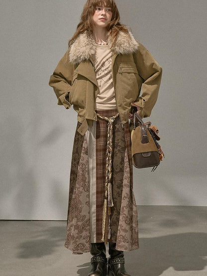 DIDDI MODA Hooded Zipper White Duck Down Wide Leg Women&