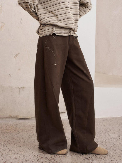 DIDDI MODA Hooded Zipper White Duck Down Wide Leg Women&