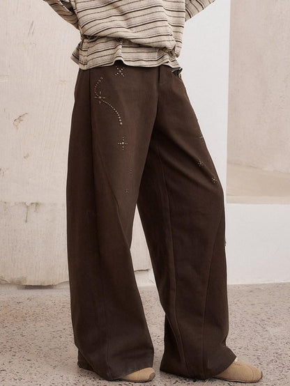 DIDDI MODA Hooded Zipper White Duck Down Wide Leg Women&