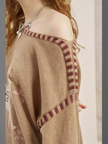 DIDDI MODA Horse Print Slouchy One Shoulder Women&