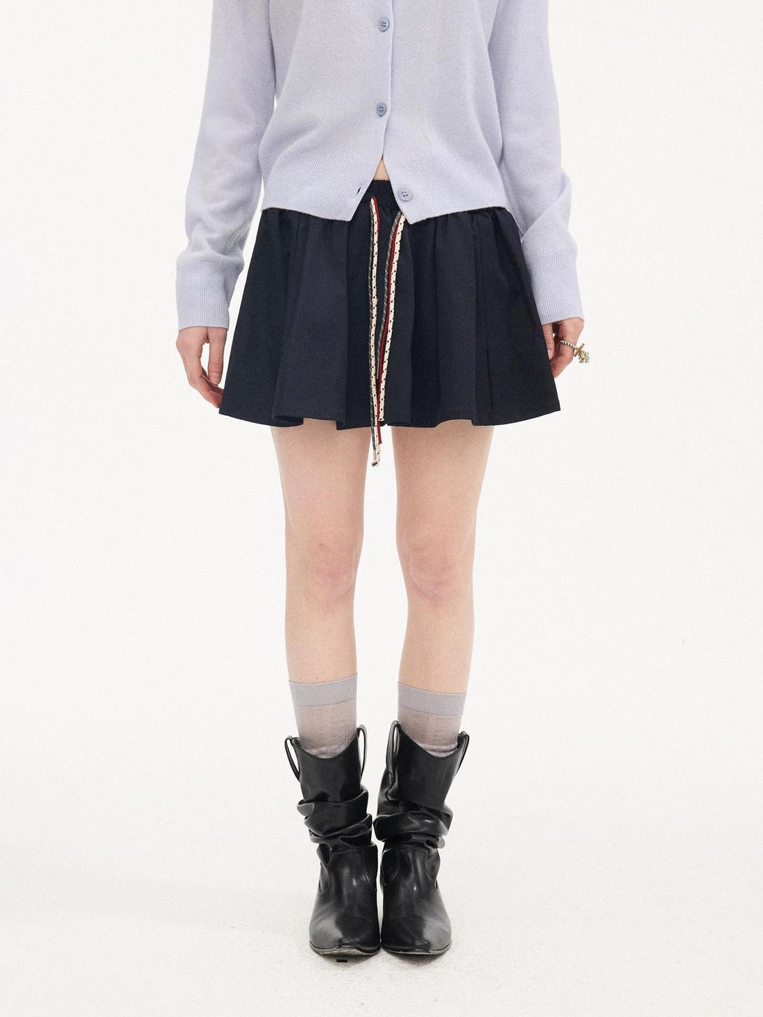 DIDDI MODA Khaki Contrast Tie Puff Elastic Waist Loose Fit Women&