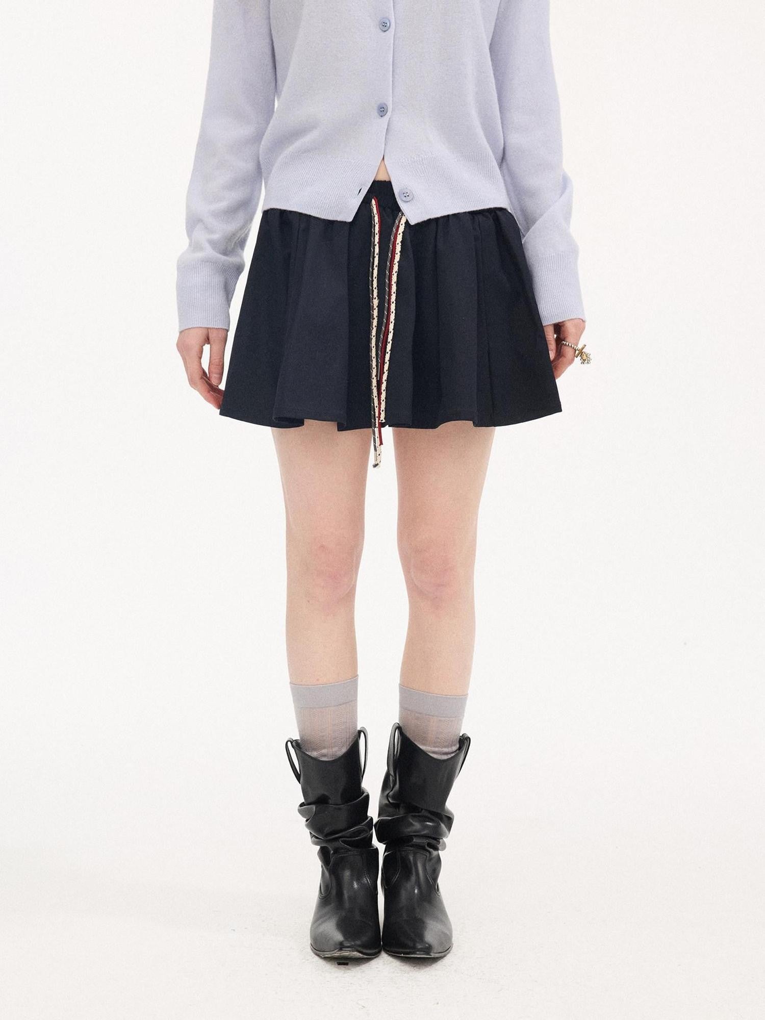 DIDDI MODA Khaki Contrast Tie Puff Elastic Waist Loose Fit Women&