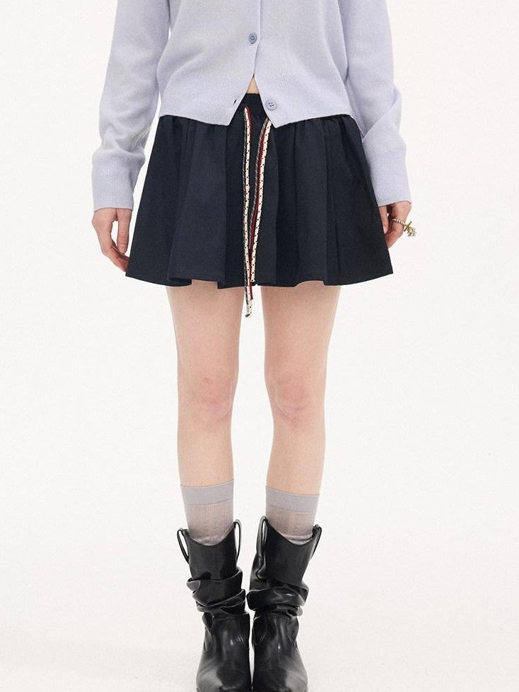 DIDDI MODA Khaki Contrast Tie Puff Elastic Waist Loose Fit Women&