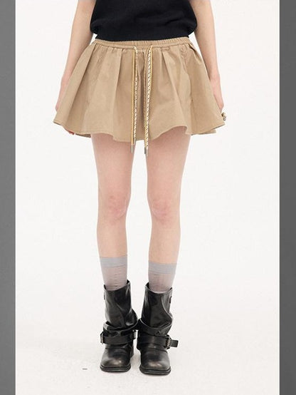 DIDDI MODA Khaki Contrast Tie Puff Elastic Waist Loose Fit Women&