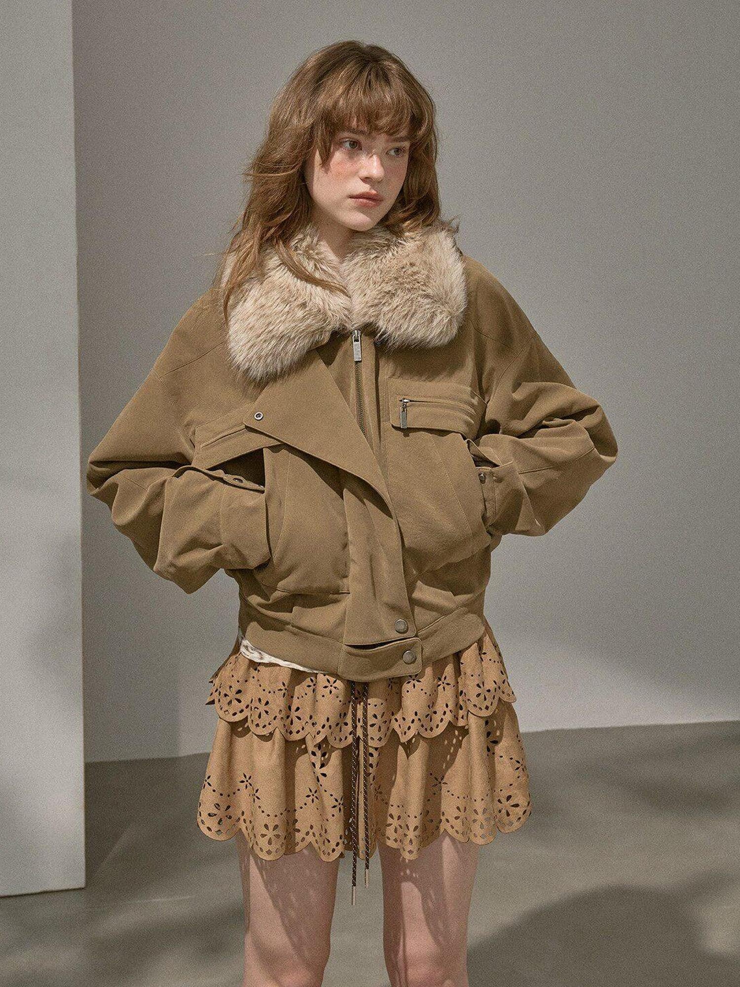 DIDDI MODA Khaki Double Breasted Notched Lapel Button Women&