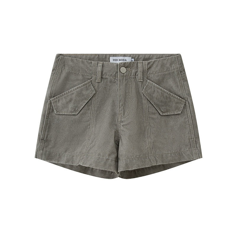 DIDDI_MODA_Khaki_Green_Distressed_Wash_Utility_3D_Pockets_Low_Waist_Women&