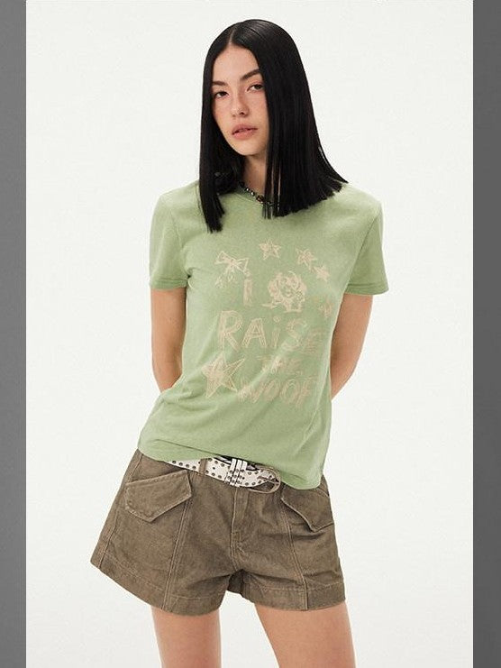 DIDDI MODA Khaki Green Distressed Wash Utility 3D Pockets Low Waist Women&