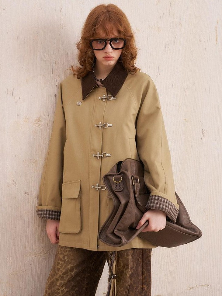 DIDDI MODA Khaki Hooded Workwear Striped Women&