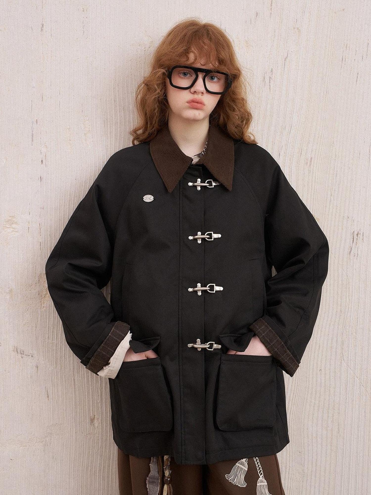 DIDDI MODA Khaki Hooded Workwear Striped Women&