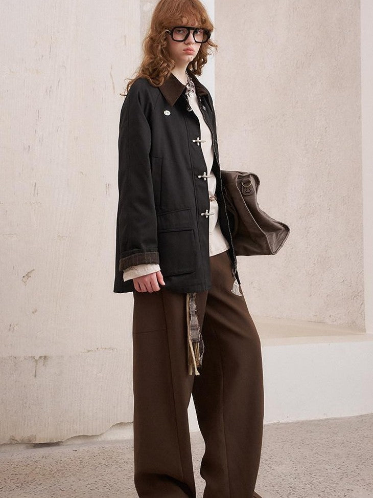 DIDDI MODA Khaki Hooded Workwear Striped Women&