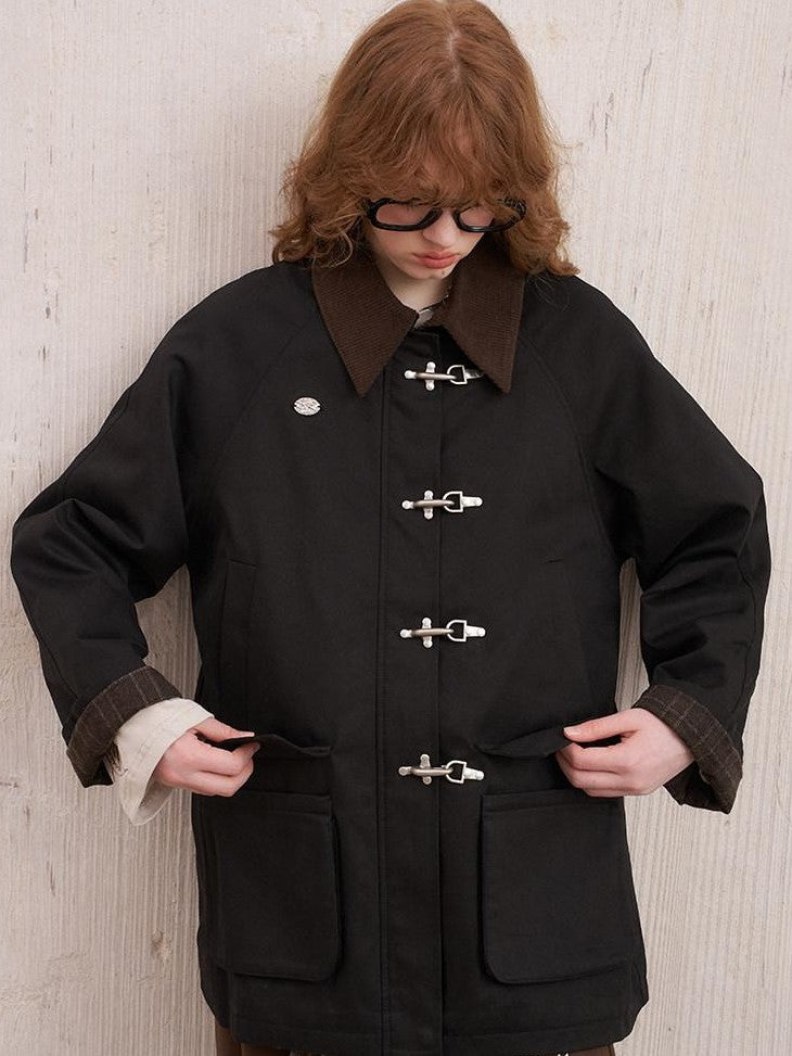 DIDDI MODA Khaki Hooded Workwear Striped Women&