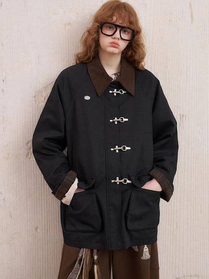 DIDDI MODA Khaki Hooded Workwear Striped Women&