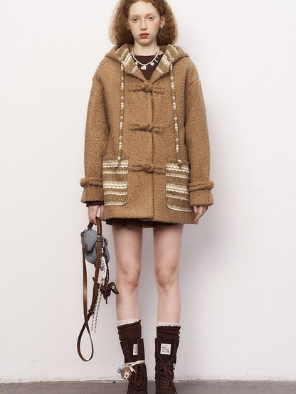 DIDDI MODA Khaki Hooded Workwear Striped Women&