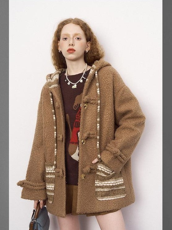 DIDDI MODA Khaki Hooded Workwear Striped Women&