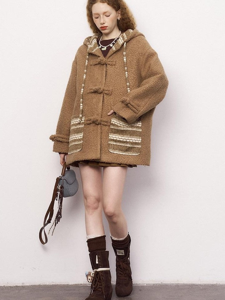 DIDDI MODA Khaki Hooded Workwear Striped Women&