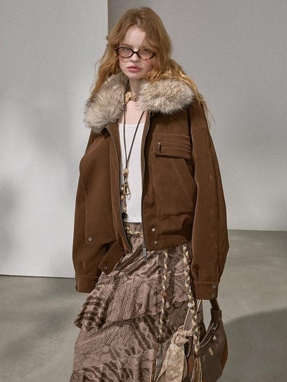 DIDDI MODA Khaki Pu Jacket Parka Round Neck Cargo Pants Women&