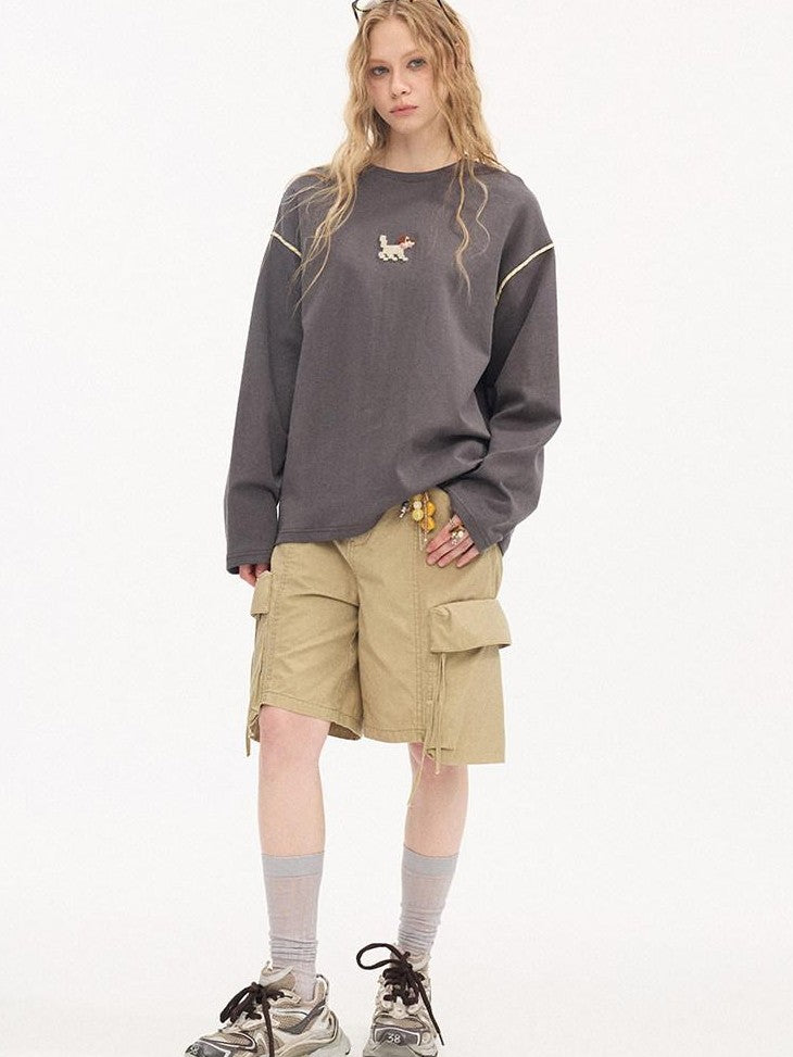 DIDDI MODA Khaki Washed Large Multi Pocket Cargo Women&