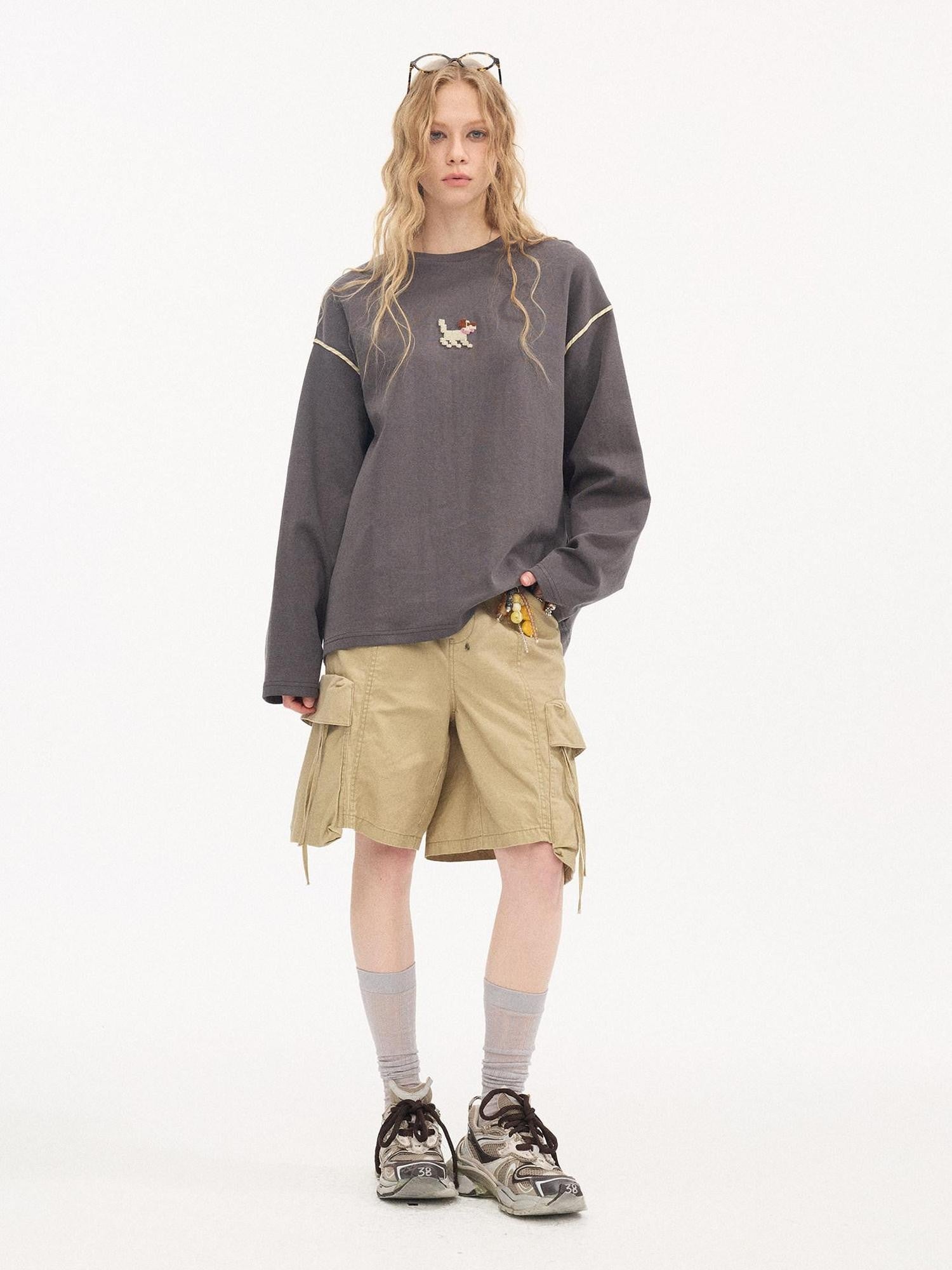 DIDDI MODA Khaki Washed Large Multi Pocket Cargo Women&