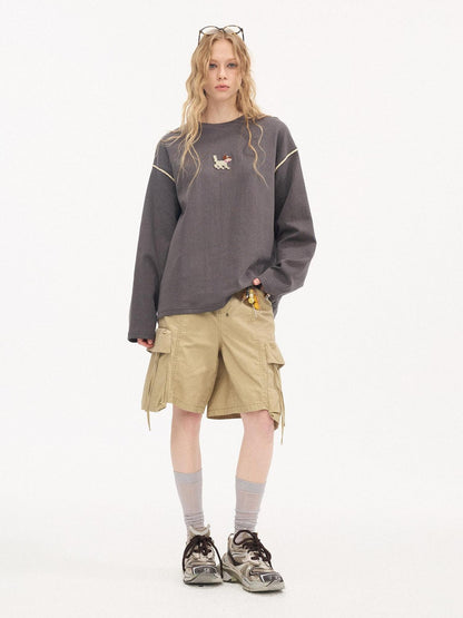 DIDDI MODA Khaki Washed Large Multi Pocket Cargo Women&