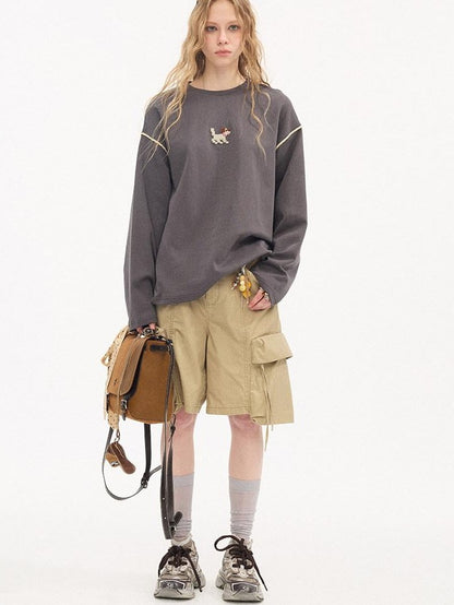 DIDDI MODA Khaki Washed Large Multi Pocket Cargo Women&