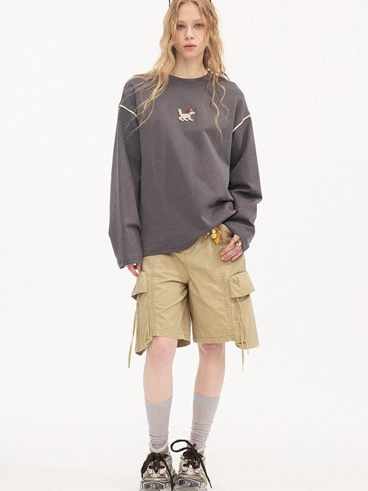 DIDDI MODA Khaki Washed Large Multi Pocket Cargo Women&