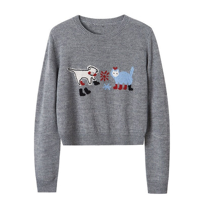 DIDDI_MODA_Kitten_Puppy_Embroidered_Low_Round_Neck_Loose_Women&