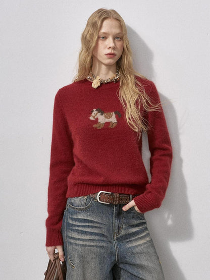 DIDDI MODA Knit Cardigan Pony Sweater Curved Pants Women&