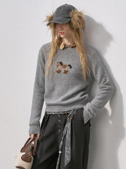 DIDDI MODA Knit Cardigan Pony Sweater Curved Pants Women&