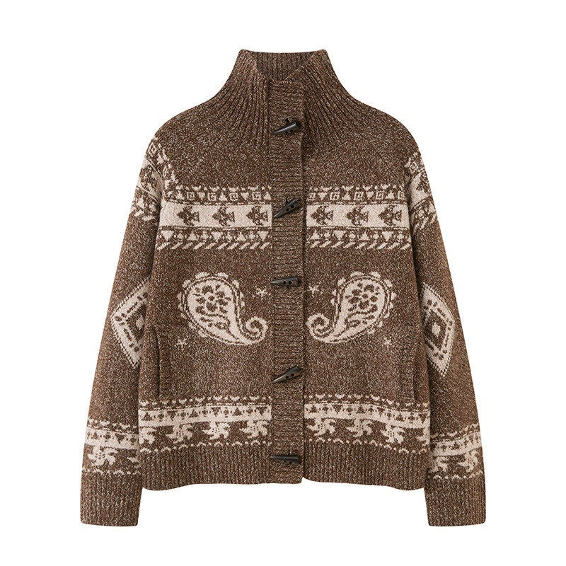 DIDDI_MODA_Knitted_Cardigan_Sweater_Plaid_Loose_Fit_Women&