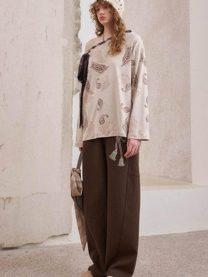 DIDDI MODA Knot Lace Up Embroidered Scimitar Cut Women&