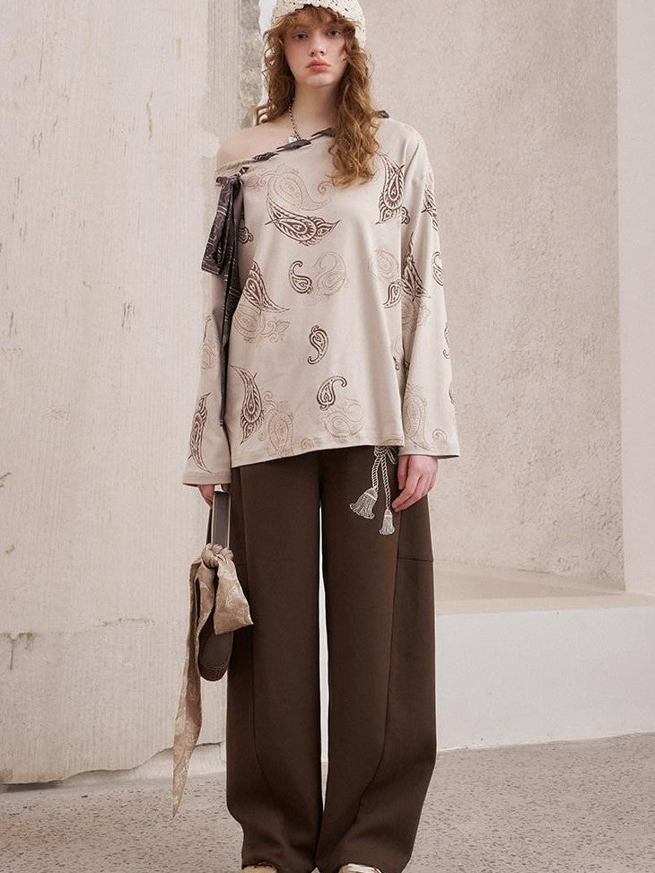 DIDDI MODA Knot Lace Up Embroidered Scimitar Cut Women&
