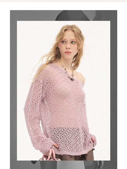 DIDDI MODA Lavender Diagonal Cutout Beaded Breathable Women&