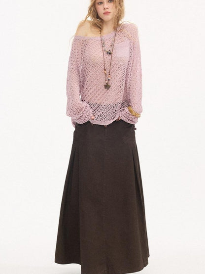 DIDDI MODA Lavender Diagonal Cutout Beaded Breathable Women&