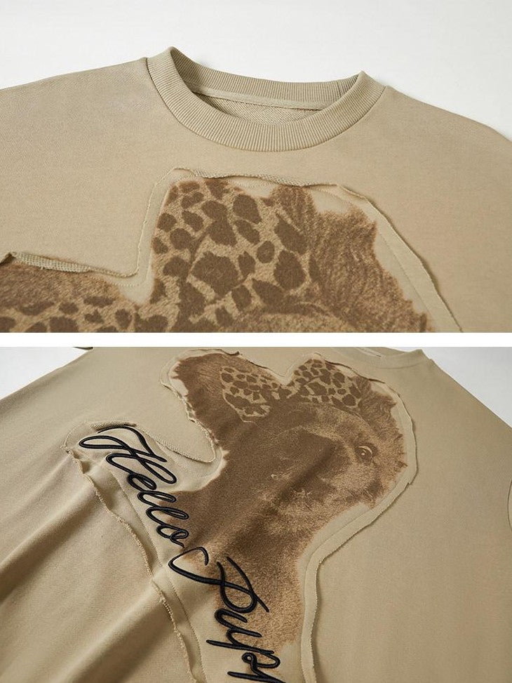 DIDDI MODA Leopard Dog Applique Print Women&