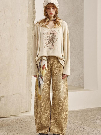 DIDDI MODA Leopard Print Buttoned Cropped Women&