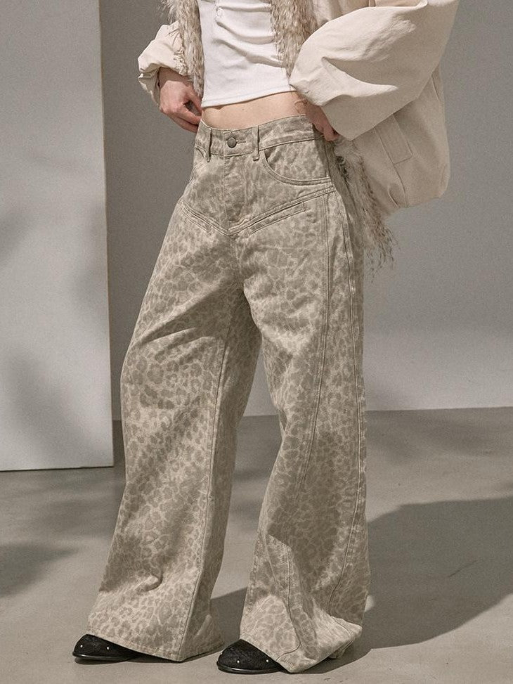 DIDDI MODA Leopard Print Buttoned Cropped Women&