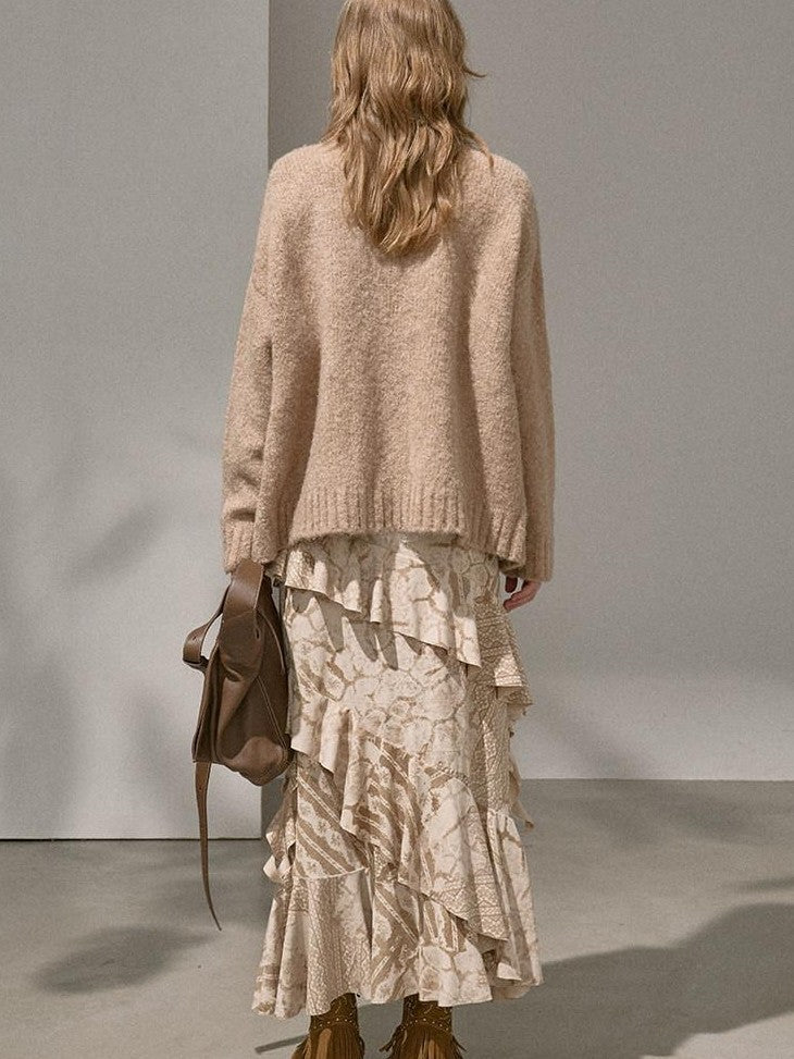 DIDDI MODA Lettered Loose Pullover And Cardigan Women&