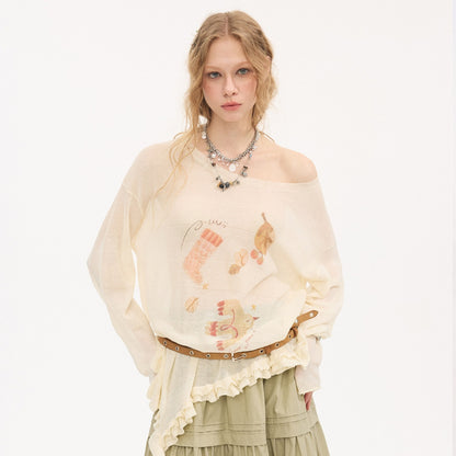 DIDDI_MODA_Lettuce_Edge_Asymmetrical_Hem_Printed_Collegiate_Women&