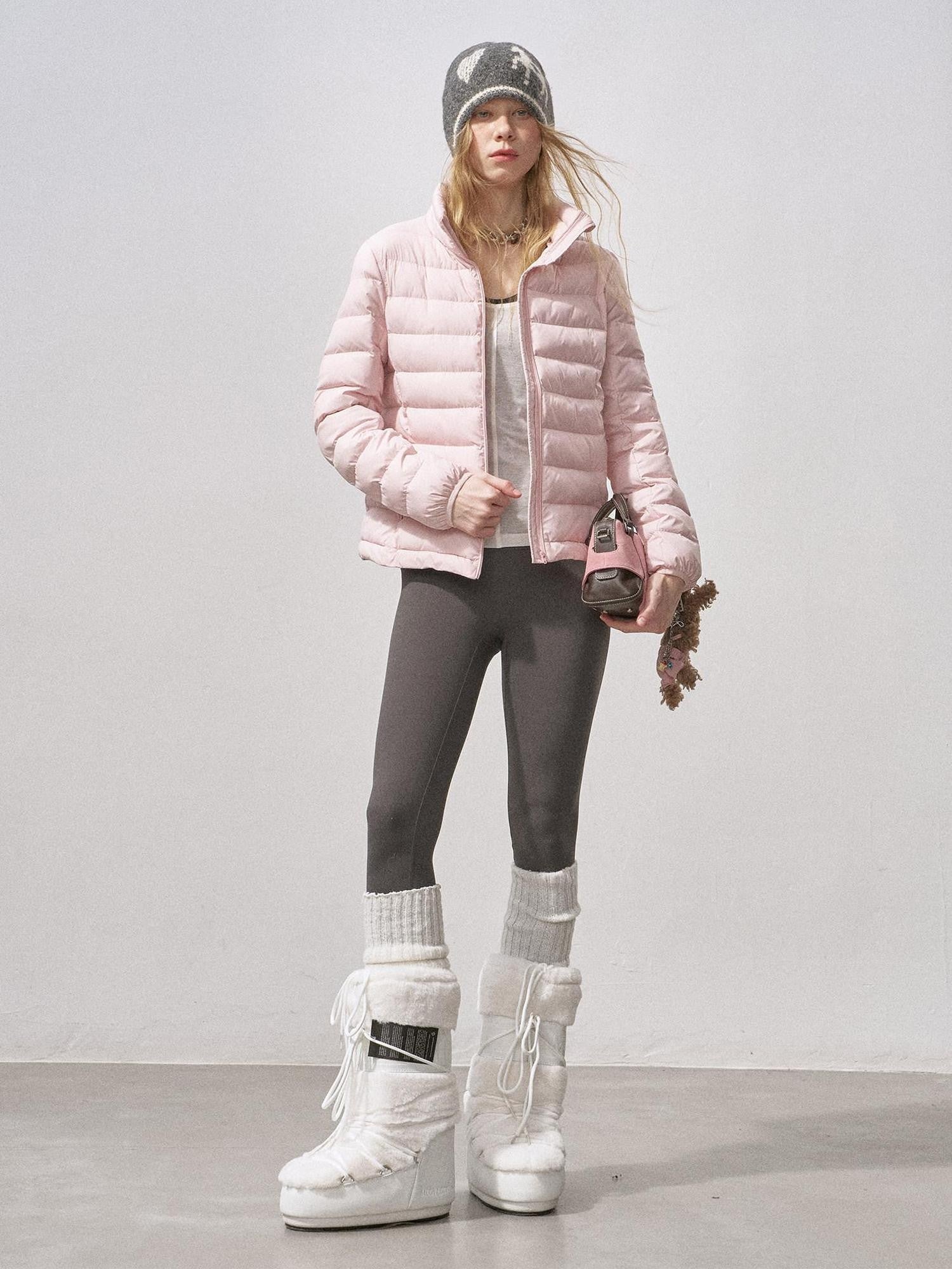 DIDDI MODA Lily Pink Ribbed Quilted Slim Fit Women&